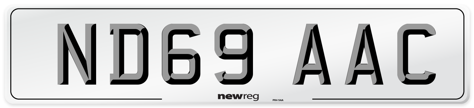 ND69 AAC Number Plate from New Reg
